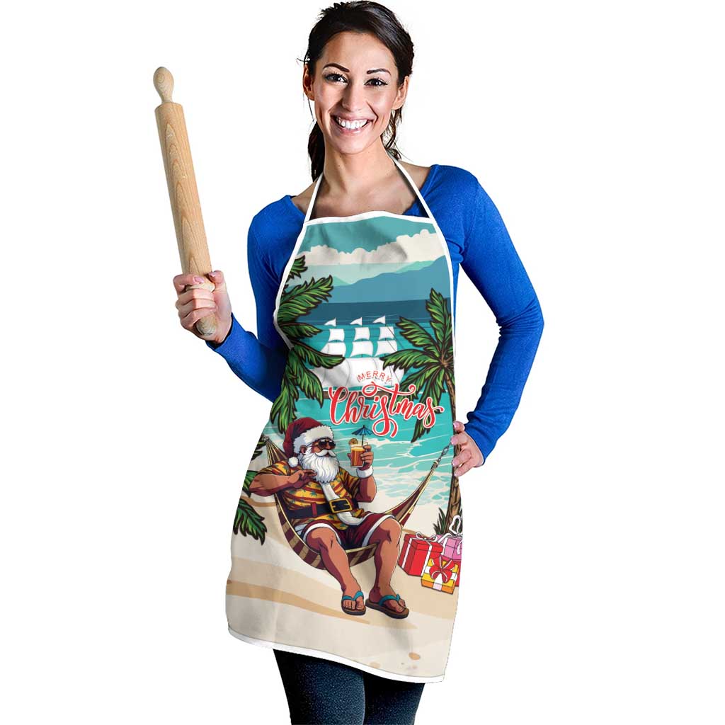 Liberia Christmas Apron Santa Chill on Tropical Beach - Wonder Print Shop