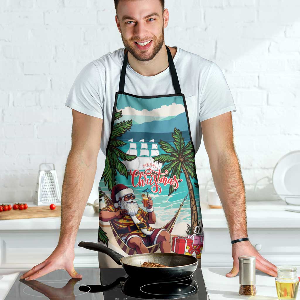 Liberia Christmas Apron Santa Chill on Tropical Beach - Wonder Print Shop