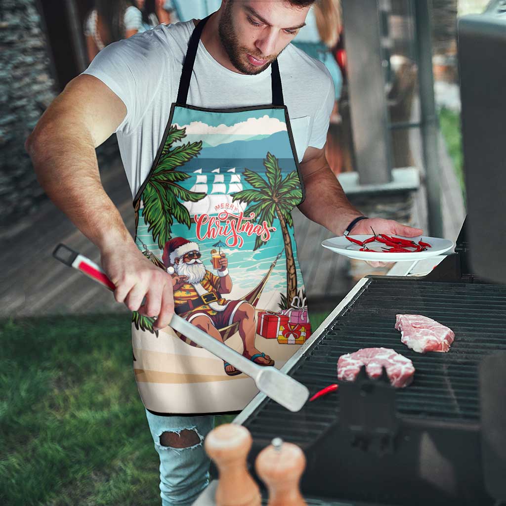 Liberia Christmas Apron Santa Chill on Tropical Beach - Wonder Print Shop