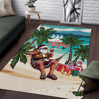 Liberia Christmas Area Rug Santa Chill on Tropical Beach - Wonder Print Shop