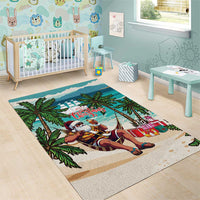 Liberia Christmas Area Rug Santa Chill on Tropical Beach - Wonder Print Shop