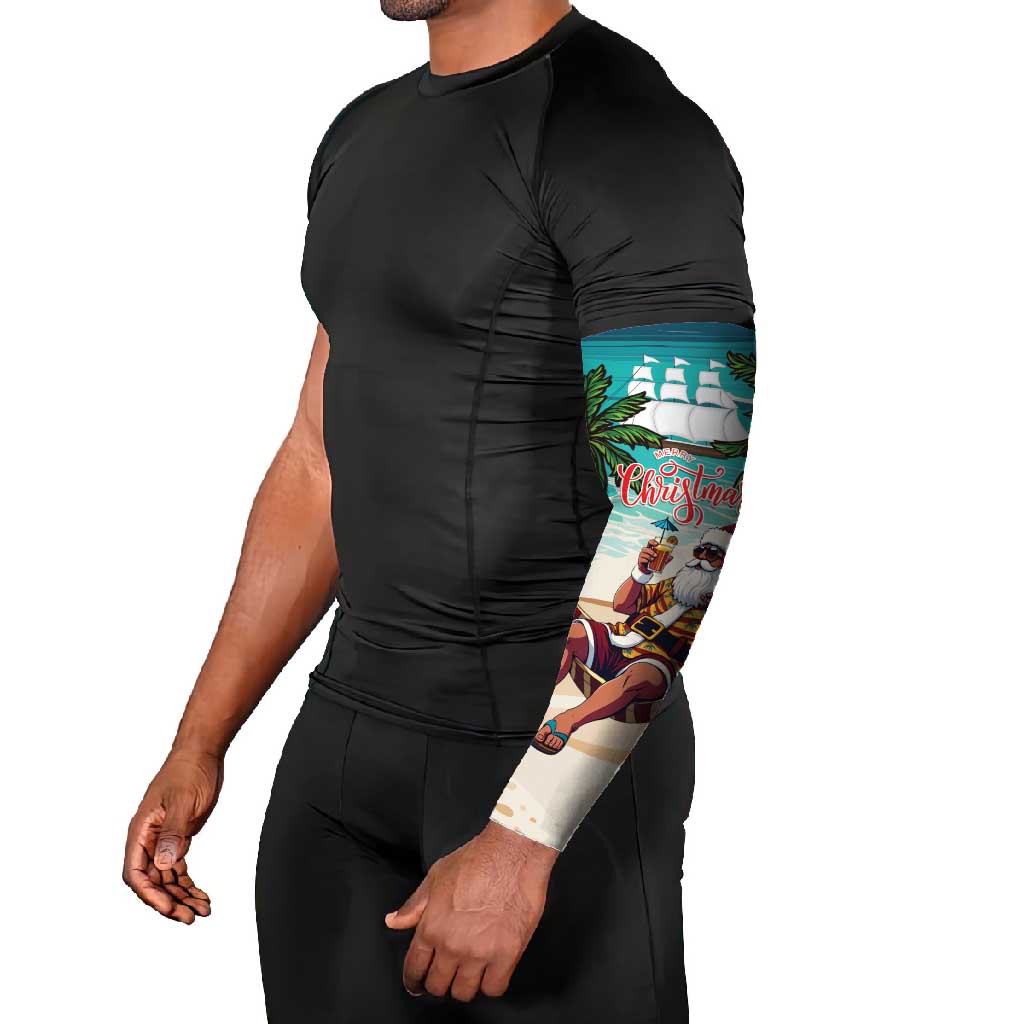 Liberia Christmas Arm Sleeves Santa Chill on Tropical Beach - Wonder Print Shop