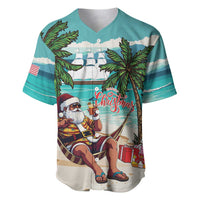 Liberia Christmas Baseball Jersey Santa Chill on Tropical Beach - Wonder Print Shop