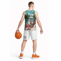 Liberia Christmas Basketball Jersey Santa Chill on Tropical Beach - Wonder Print Shop