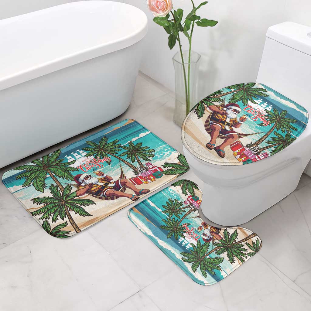Liberia Christmas Bathroom Set Santa Chill on Tropical Beach - Wonder Print Shop