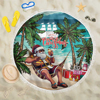 Liberia Christmas Beach Blanket Santa Chill on Tropical Beach - Wonder Print Shop