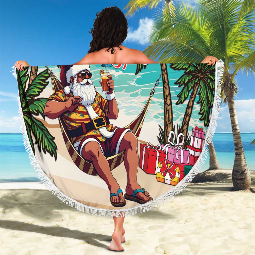 Liberia Christmas Beach Blanket Santa Chill on Tropical Beach - Wonder Print Shop