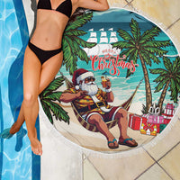 Liberia Christmas Beach Blanket Santa Chill on Tropical Beach - Wonder Print Shop