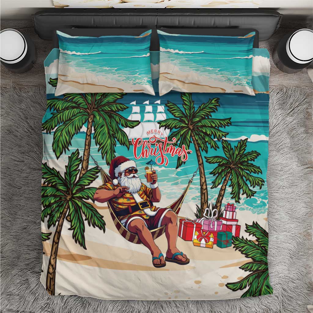 Liberia Christmas Bedding Set Santa Chill on Tropical Beach - Wonder Print Shop