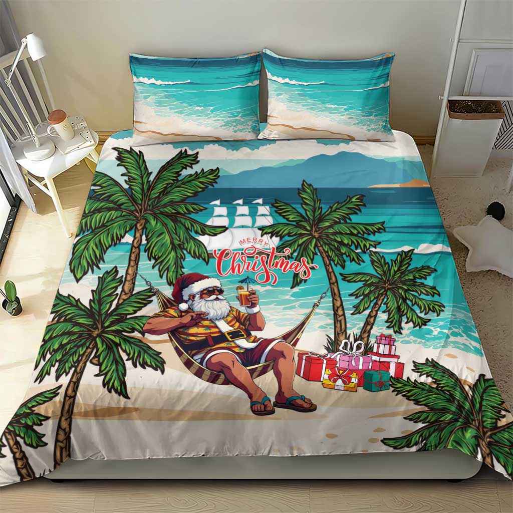 Liberia Christmas Bedding Set Santa Chill on Tropical Beach - Wonder Print Shop