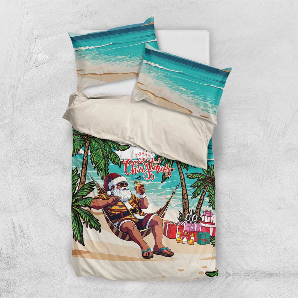 Liberia Christmas Bedding Set Santa Chill on Tropical Beach - Wonder Print Shop