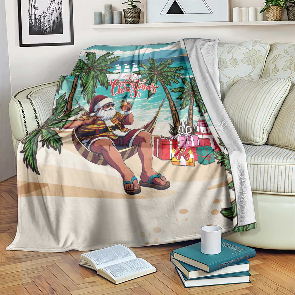 Liberia Christmas Blanket Santa Chill on Tropical Beach - Wonder Print Shop