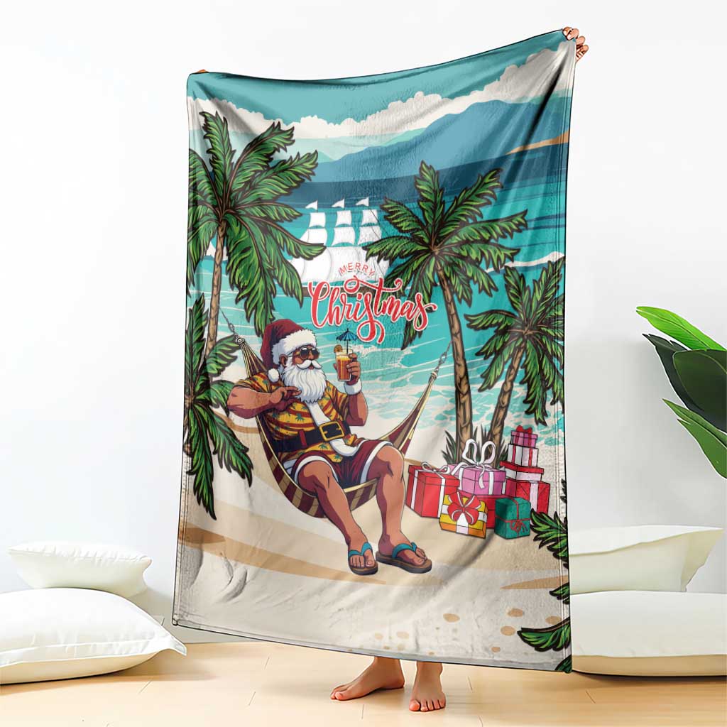 Liberia Christmas Blanket Santa Chill on Tropical Beach - Wonder Print Shop