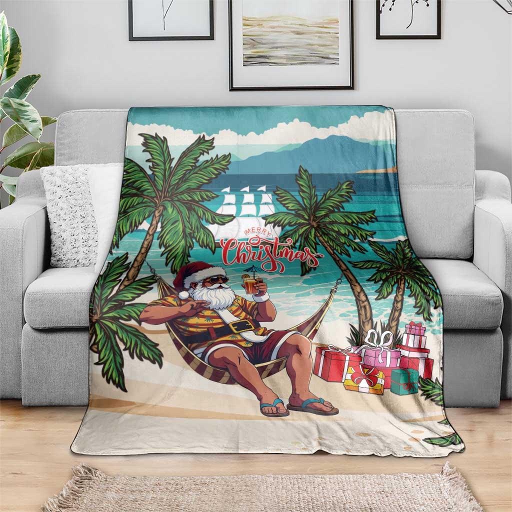 Liberia Christmas Blanket Santa Chill on Tropical Beach - Wonder Print Shop