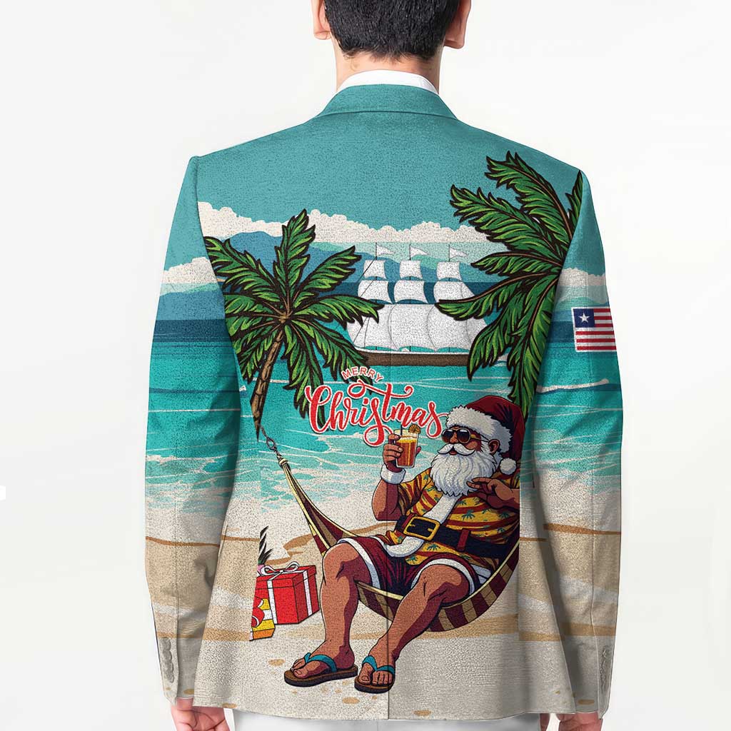Liberia Christmas Blazer Santa Chill on Tropical Beach - Wonder Print Shop
