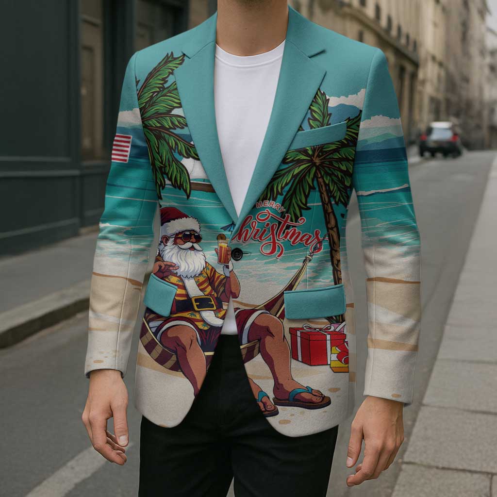Liberia Christmas Blazer Santa Chill on Tropical Beach - Wonder Print Shop