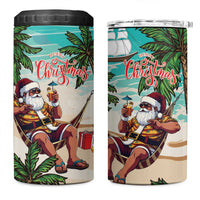 Liberia Christmas 4 in 1 Can Cooler Tumbler Santa Chill on Tropical Beach - Wonder Print Shop