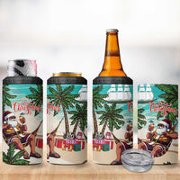 Liberia Christmas 4 in 1 Can Cooler Tumbler Santa Chill on Tropical Beach - Wonder Print Shop