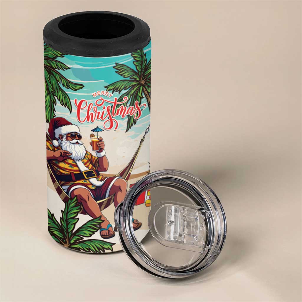 Liberia Christmas 4 in 1 Can Cooler Tumbler Santa Chill on Tropical Beach - Wonder Print Shop