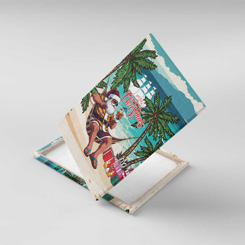 Liberia Christmas Canvas Wall Art Santa Chill on Tropical Beach - Wonder Print Shop