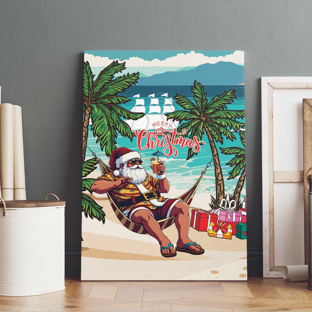 Liberia Christmas Canvas Wall Art Santa Chill on Tropical Beach - Wonder Print Shop