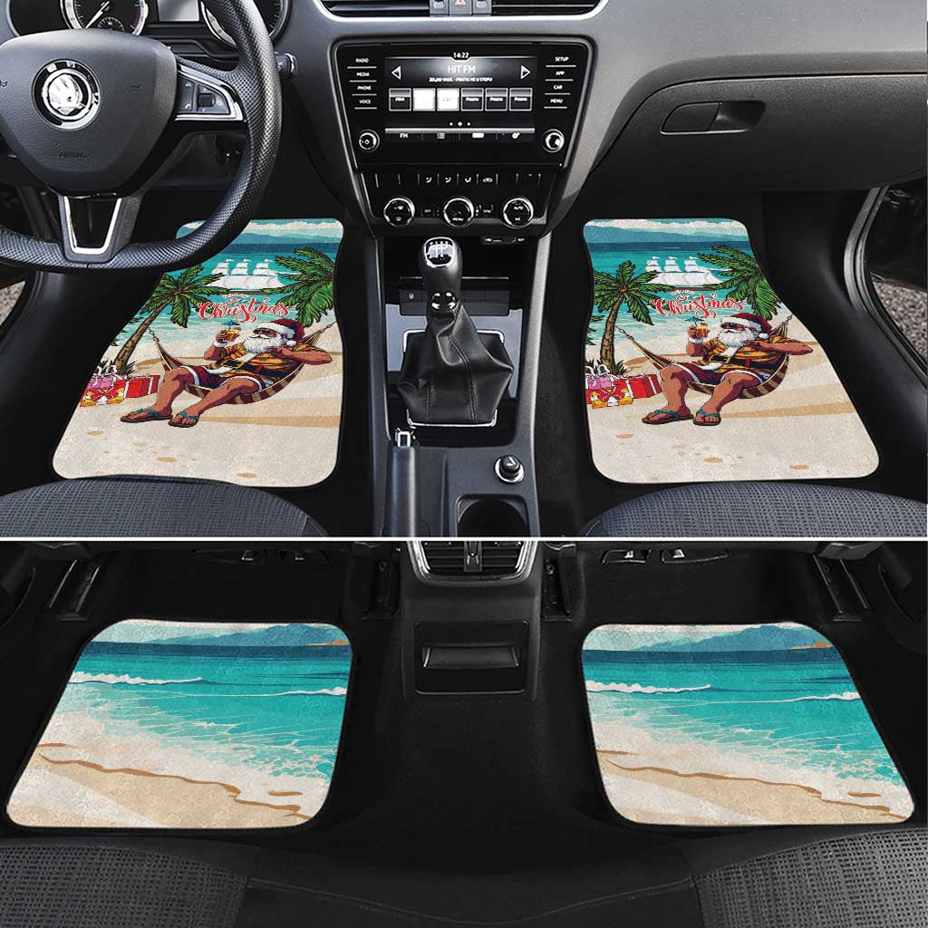 Liberia Christmas Car Mats Santa Chill on Tropical Beach - Wonder Print Shop