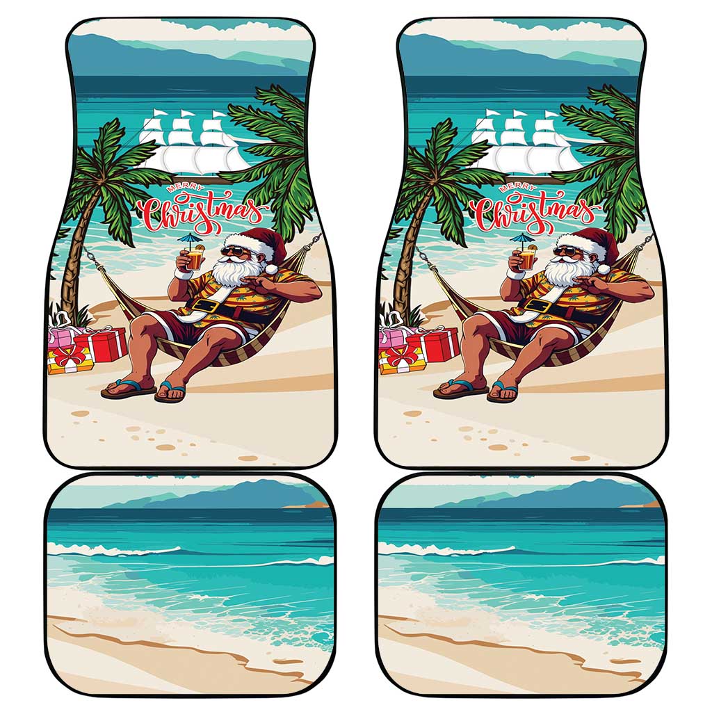 Liberia Christmas Car Mats Santa Chill on Tropical Beach - Wonder Print Shop