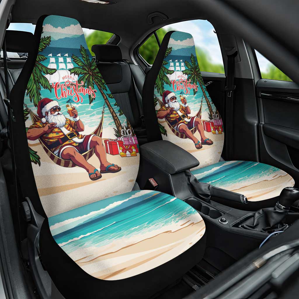 Liberia Christmas Car Seat Cover Santa Chill on Tropical Beach - Wonder Print Shop