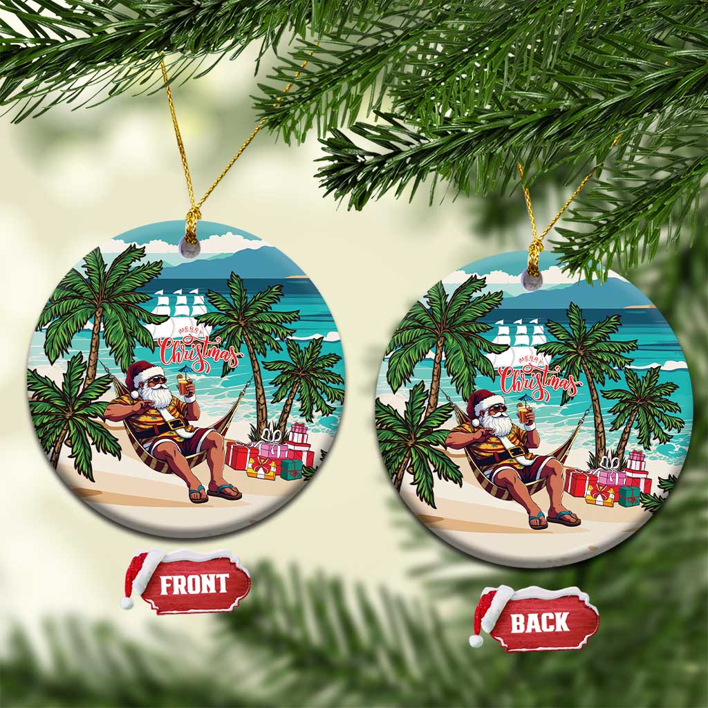 Liberia Christmas Ceramic Ornament Santa Chill on Tropical Beach - Wonder Print Shop