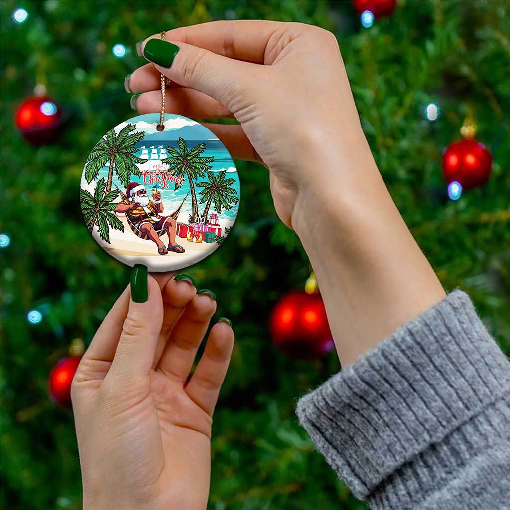 Liberia Christmas Ceramic Ornament Santa Chill on Tropical Beach - Wonder Print Shop