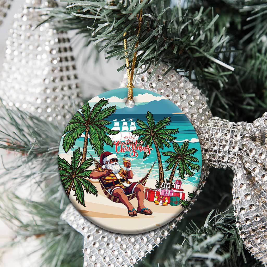 Liberia Christmas Ceramic Ornament Santa Chill on Tropical Beach - Wonder Print Shop