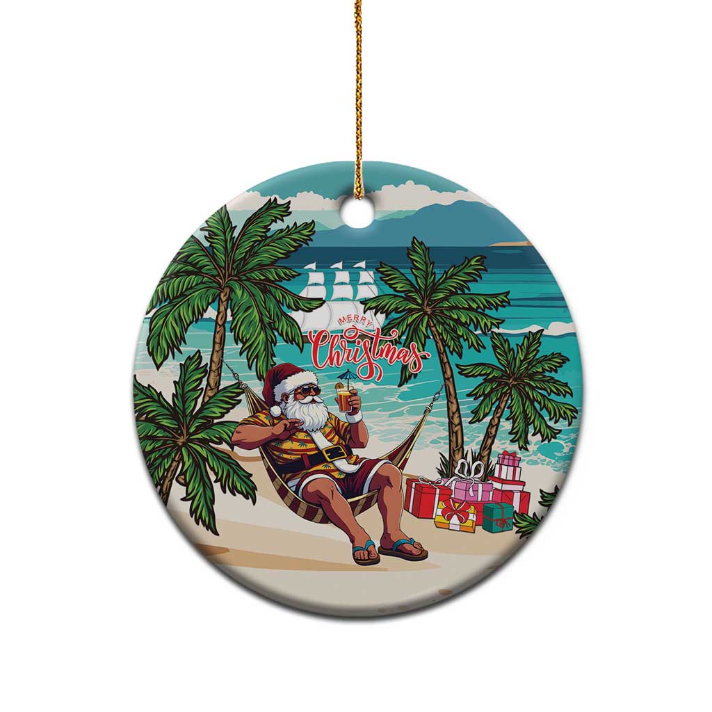 Liberia Christmas Ceramic Ornament Santa Chill on Tropical Beach - Wonder Print Shop