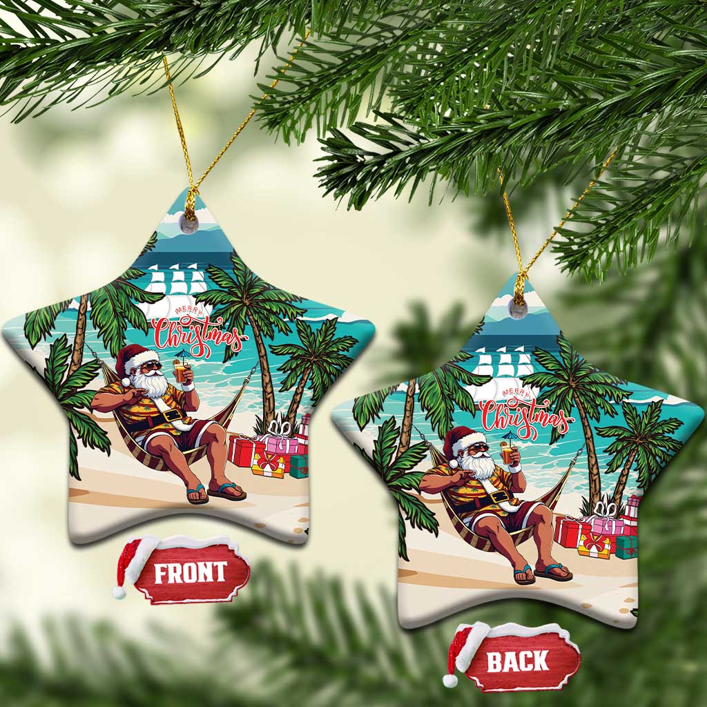 Liberia Christmas Ceramic Ornament Santa Chill on Tropical Beach - Wonder Print Shop
