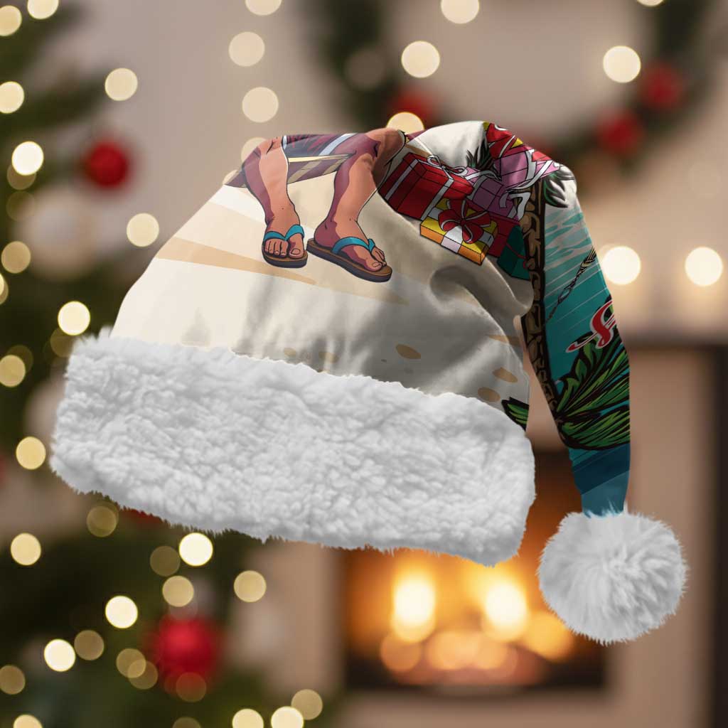 Liberia Christmas Santa Hat Santa Chill on Tropical Beach - Wonder Print Shop