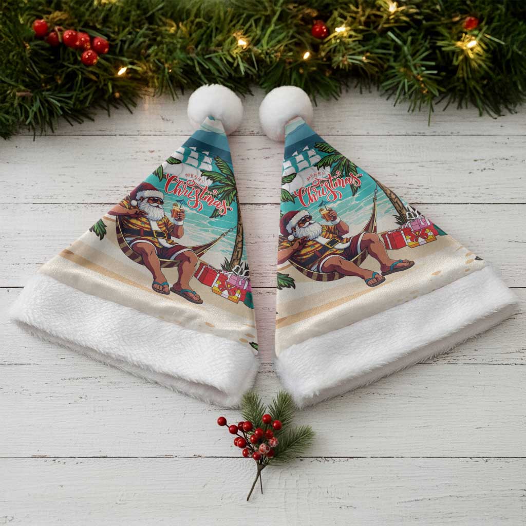 Liberia Christmas Santa Hat Santa Chill on Tropical Beach - Wonder Print Shop