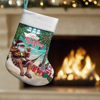Liberia Christmas Stocking Santa Chill on Tropical Beach - Wonder Print Shop