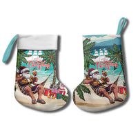 Liberia Christmas Stocking Santa Chill on Tropical Beach - Wonder Print Shop