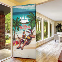 Liberia Christmas Door Cover Santa Chill on Tropical Beach - Wonder Print Shop