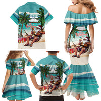 Liberia Christmas Family Matching Mermaid Dress and Hawaiian Shirt Santa Chill on Tropical Beach - Wonder Print Shop