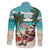 Liberia Christmas Family Matching Off The Shoulder Long Sleeve Dress and Hawaiian Shirt Santa Chill on Tropical Beach - Wonder Print Shop