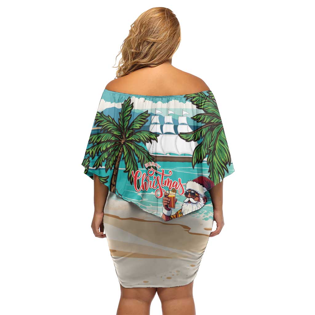 Liberia Christmas Family Matching Off Shoulder Short Dress and Hawaiian Shirt Santa Chill on Tropical Beach - Wonder Print Shop