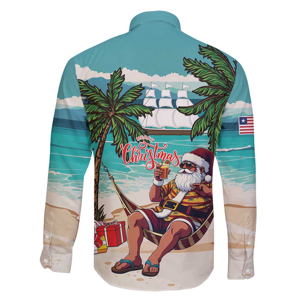 Liberia Christmas Family Matching Puletasi and Hawaiian Shirt Santa Chill on Tropical Beach - Wonder Print Shop