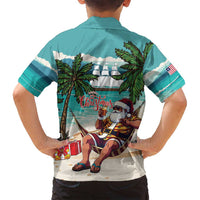 Liberia Christmas Family Matching Summer Maxi Dress and Hawaiian Shirt Santa Chill on Tropical Beach - Wonder Print Shop