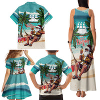 Liberia Christmas Family Matching Tank Maxi Dress and Hawaiian Shirt Santa Chill on Tropical Beach - Wonder Print Shop