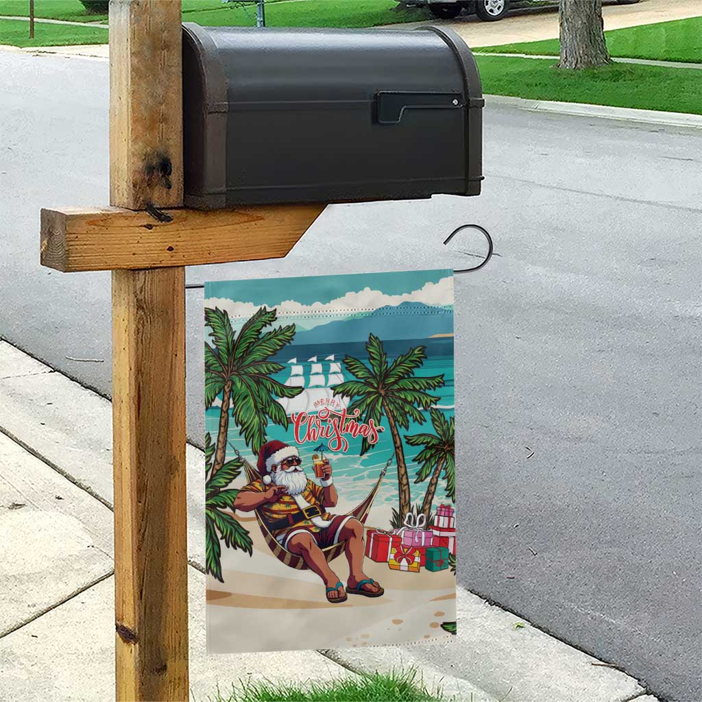 Liberia Christmas Garden Flag Santa Chill on Tropical Beach - Wonder Print Shop