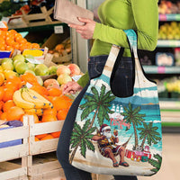 Liberia Christmas Grocery Bag Santa Chill on Tropical Beach - Wonder Print Shop