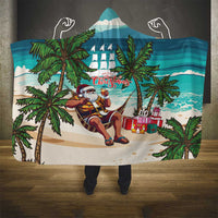 Liberia Christmas Hooded Blanket Santa Chill on Tropical Beach - Wonder Print Shop