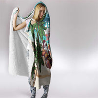 Liberia Christmas Hooded Blanket Santa Chill on Tropical Beach - Wonder Print Shop