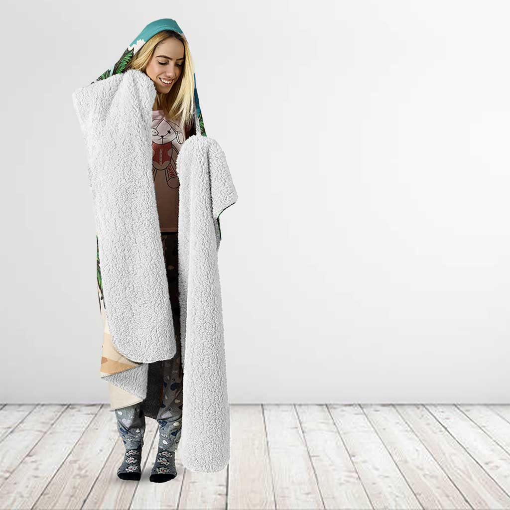 Liberia Christmas Hooded Blanket Santa Chill on Tropical Beach - Wonder Print Shop