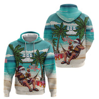 Liberia Christmas Hoodie Santa Chill on Tropical Beach - Wonder Print Shop
